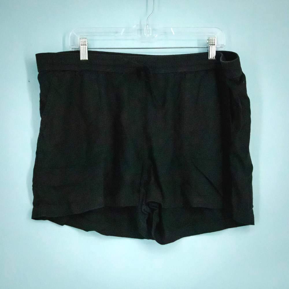 J. Crew Size XL Black Pull On Drawstring Vacation Resort Linen Blend Shorts